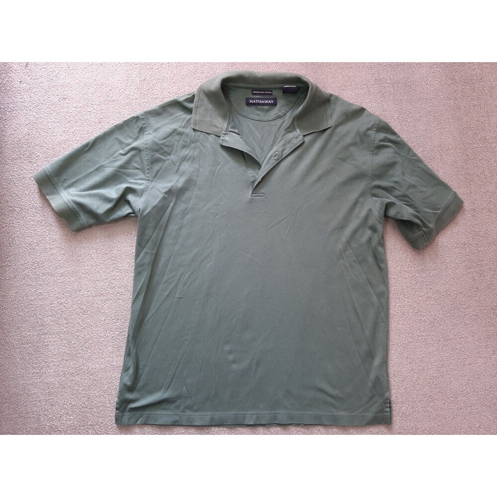 Hathaway Men's Medium M Shirt Short Sleeve Green Prima Cotton